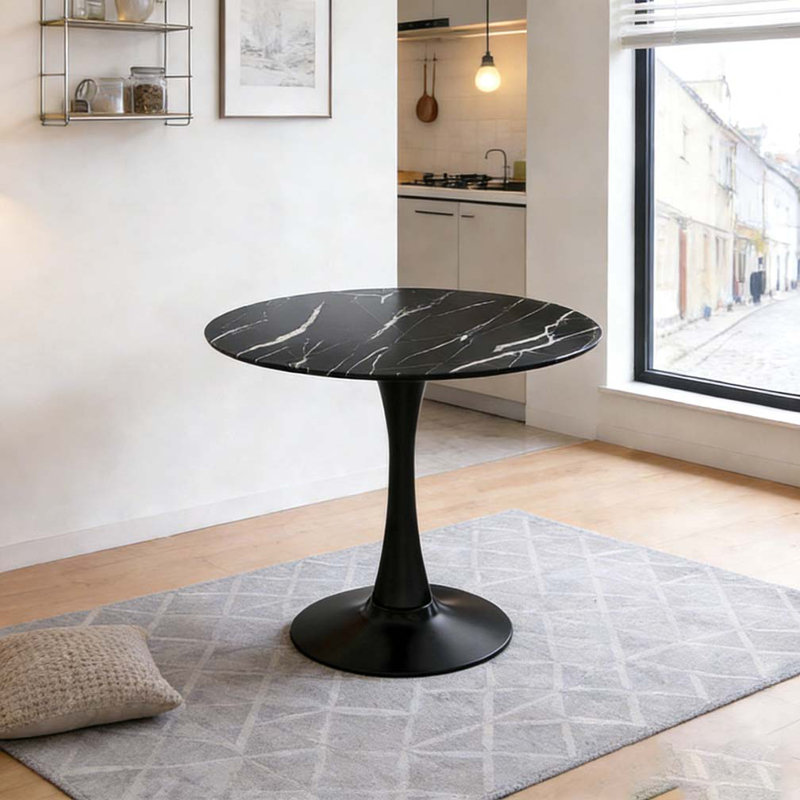 Modern Round Dining Table, Black 1