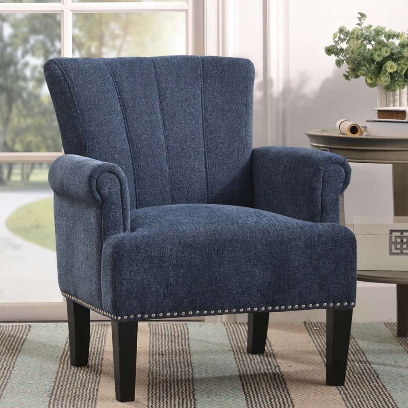 Fauteuil en polyester de 29 po de largeur Betances, Bleu foncé