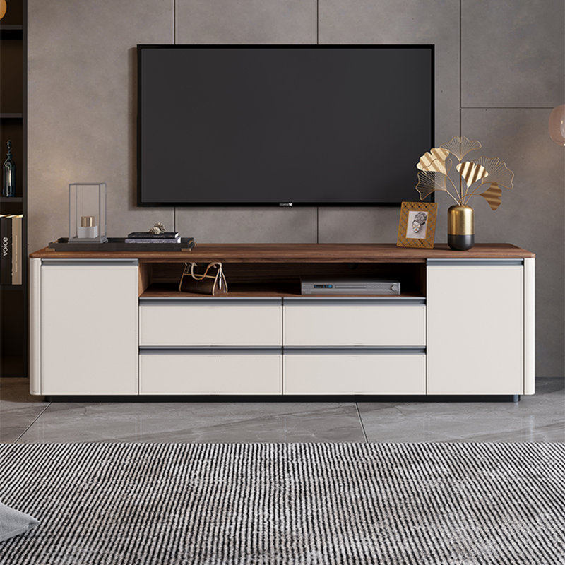 Meuble télé de style minimaliste au sol, 70.87", Crème / bois brun foncé