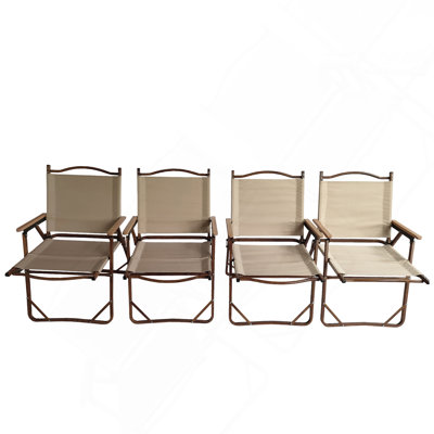 Set of 4 Portable Camping Chairs, Lightweight Aluminum Folding Lawn Chairs, 250 lbs Travel Camp Chairs for Patio, Fishing, Picnic, Beach