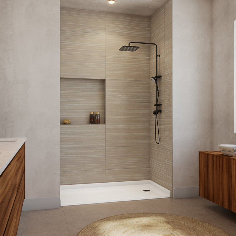 DreamLine Crest 54 x 30 Barrier Free Shower Base, Right Drain, Right, 54D x 31W