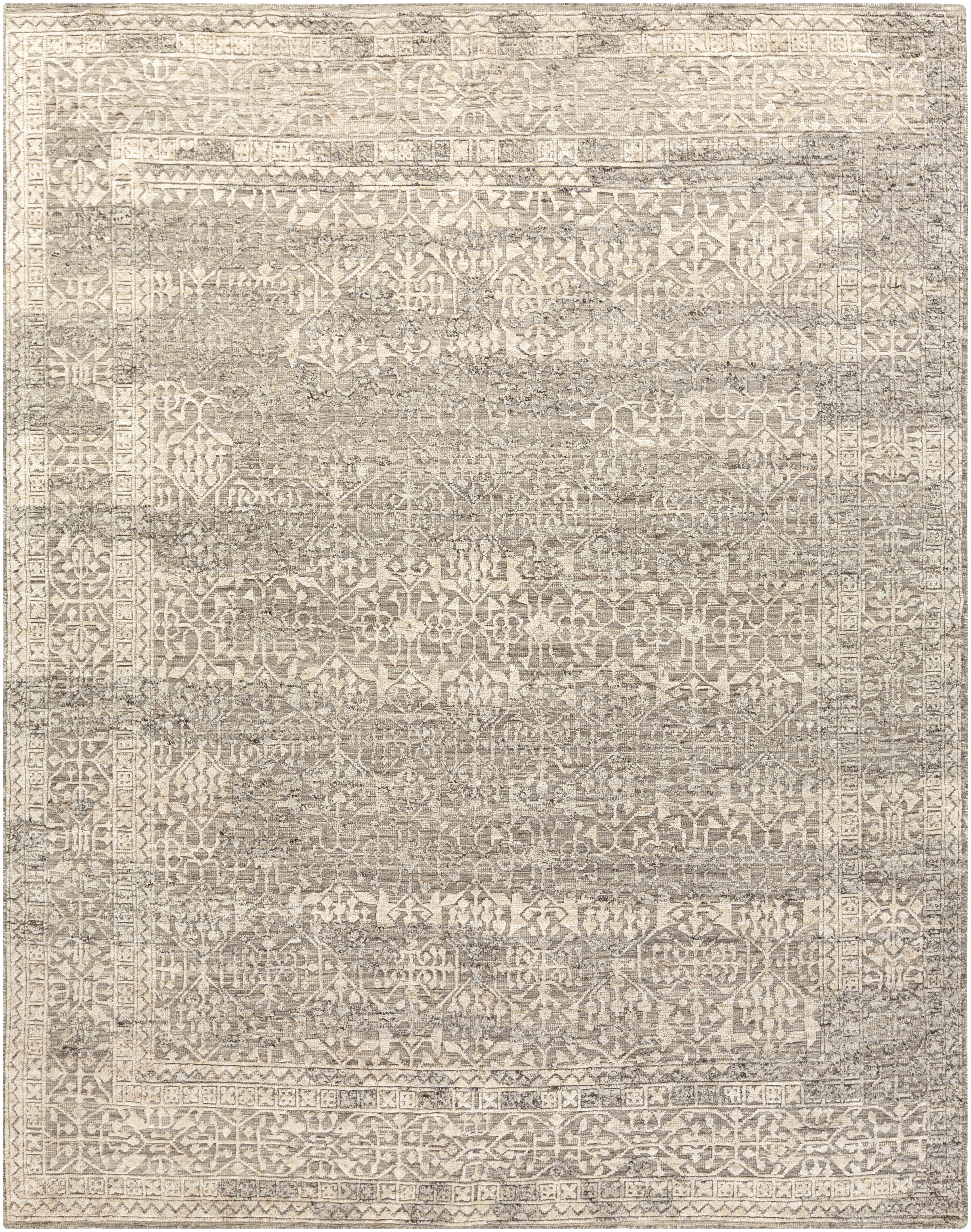 Union Rustic Lavita Oriental Hand-Knotted Gray/Black/Ivory Area Rug ...