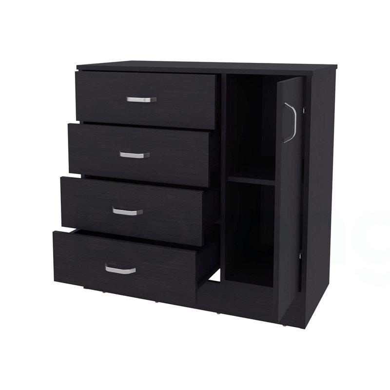 Commode 4 tiroirs avec armoire latérale Wenge