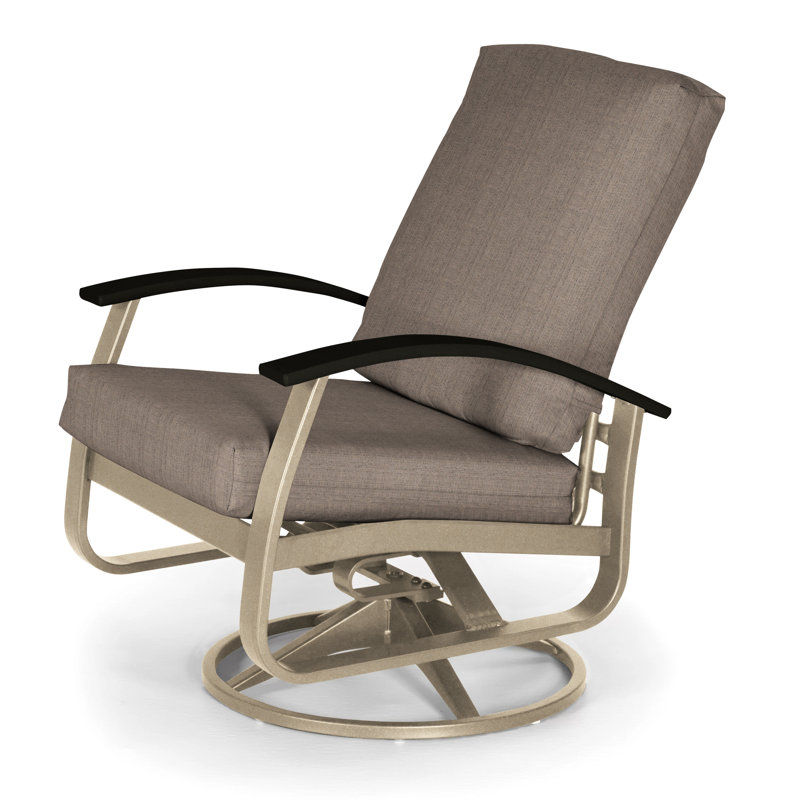 Belle Isle Outdoor Swivel Lounge Chair, Black P70, Cast Slate Sunbrella® Plainweave, Textured Snow