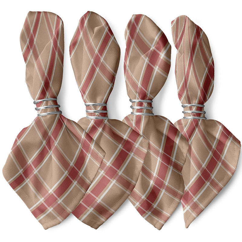 Ensemble de serviettes géométriques 4 pièces Abigail, L 18 po x L 18 po, Taupe / corail