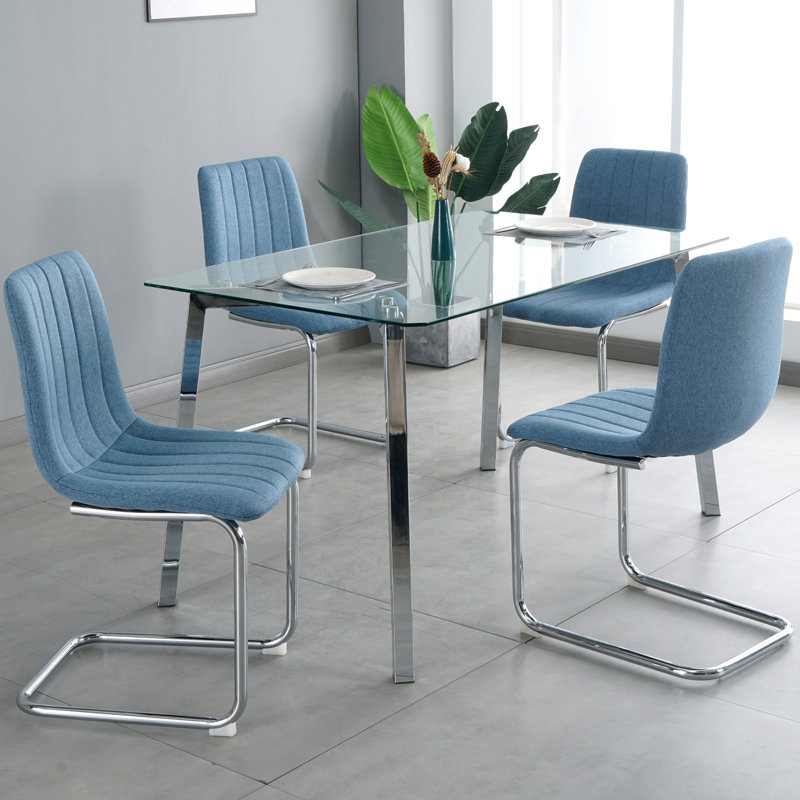 Chaise d'appoint en lin capitonné Beachwood, Bleu