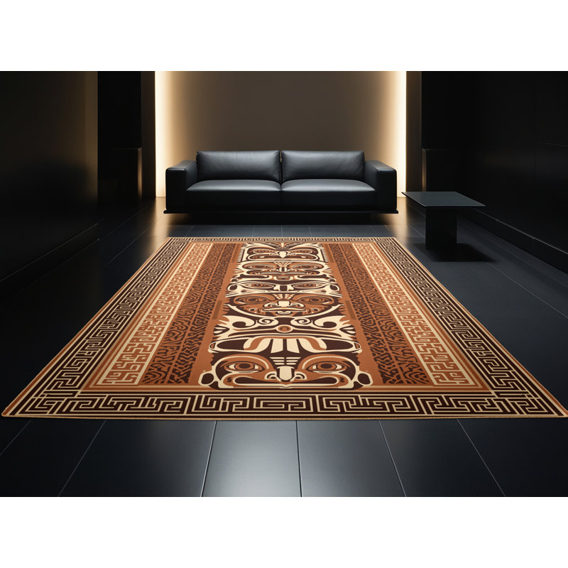 Tapis oriental traditionnel lavable à la machine Botkins en brun - reliure brun clair, 2 pi x 3 pi