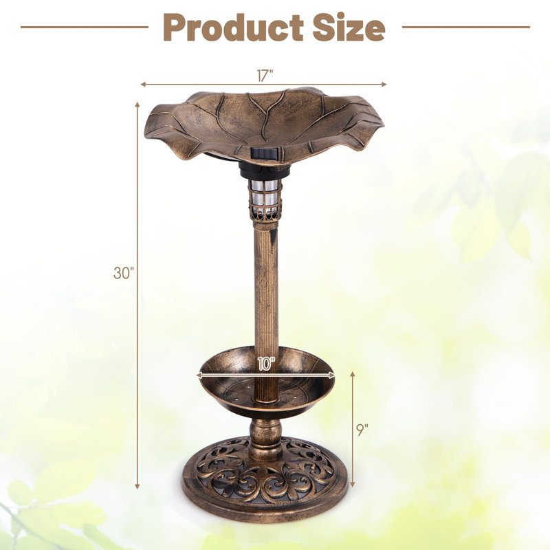 Bain d'oiseaux avec mangeoire 30 po, Bronze