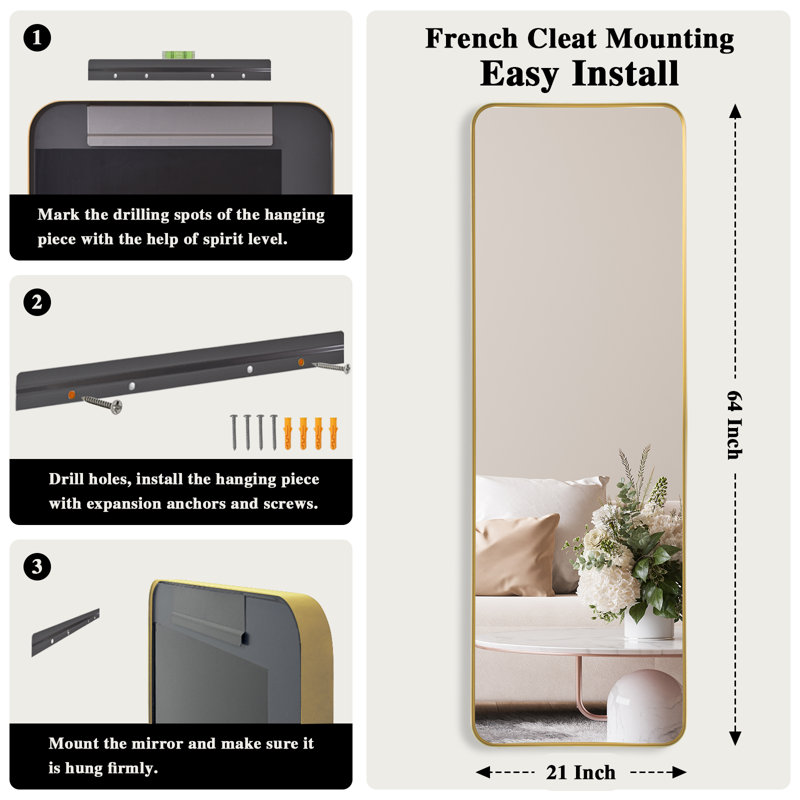 Tawan Aluminium Rectangle Wall Mirror, Gold