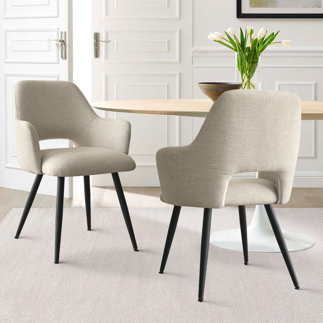 Matsuichi  Fabric Upholstered  Arm Chair (Set of 2) Corrigan Studio® Upholstery 