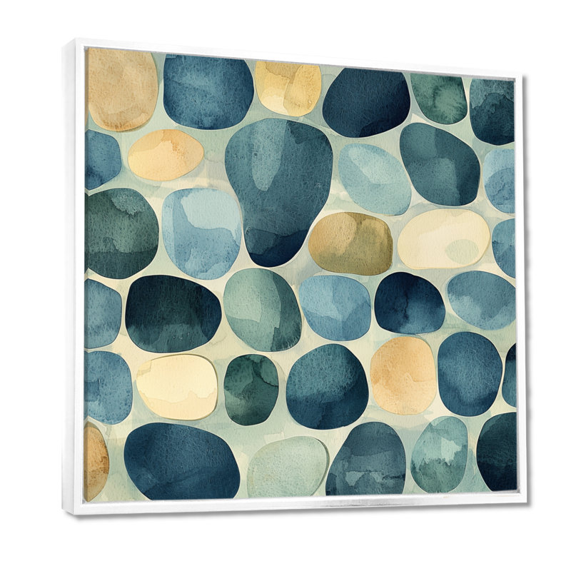 «Oberly Minimalist Meditation Stone Collage V», art mural méditation grand, H 30 po x l 30 po, Impression encadrée flottante