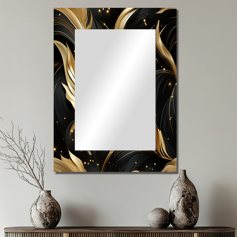 Miroir en marbre doré et noir Decarter Midnight Charm, 32 po x 24 po