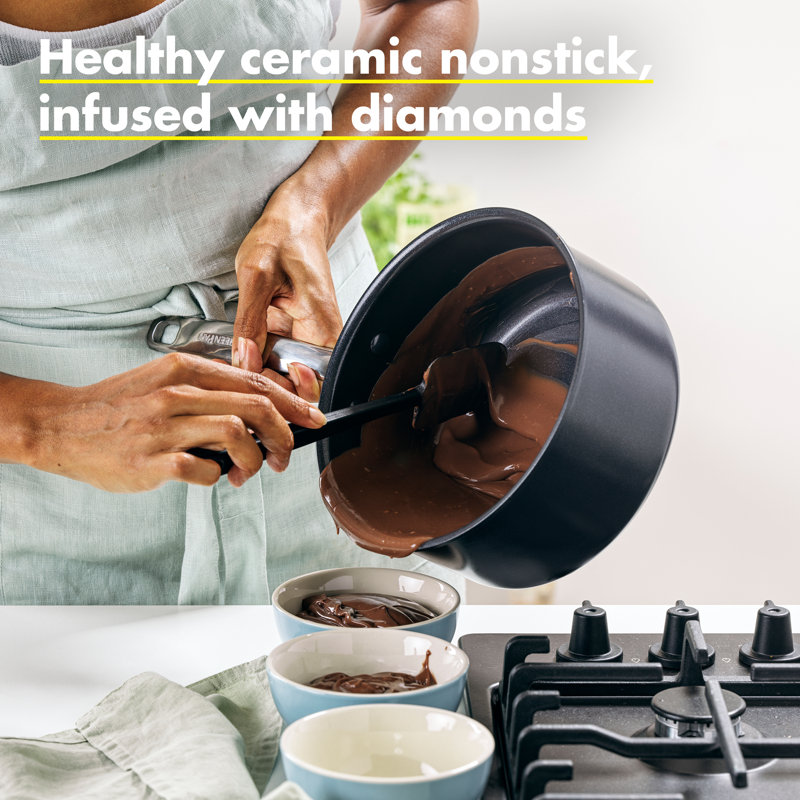GreenPan Chatham Black Prime Midnight Healthy Ceramic Nonstick, 3qt Saucepan with Lid