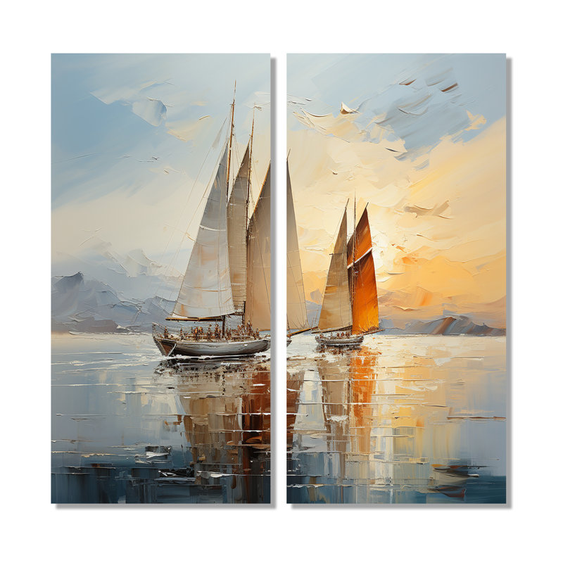 Minimalisme voilier Rhythms III - bateau à voile surdimensionné, art mural, H 32 po x l 32 po, Toile tendue