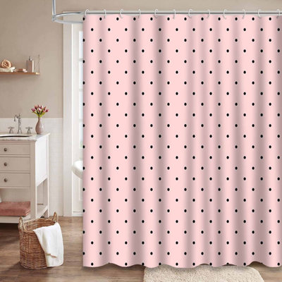 Polka Dot Pink Circle Spot Color Blue Shower Curtain with 12 Hooks