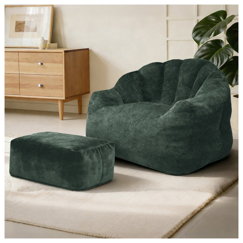 Fauteuil à billes, Tissu vert