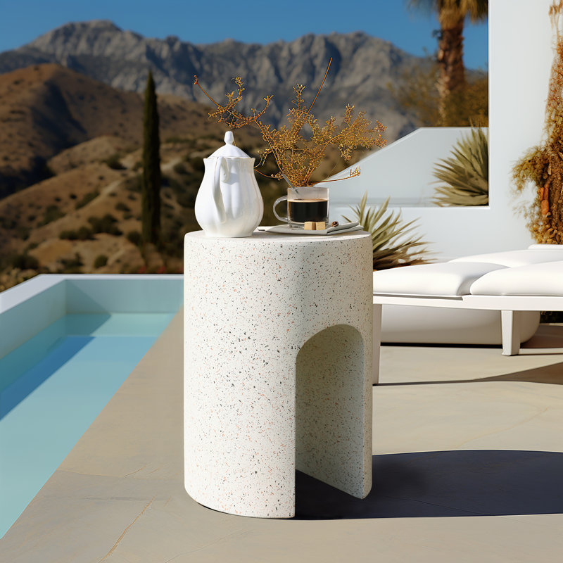 Callaghn Round Cement Outdoor Side Table