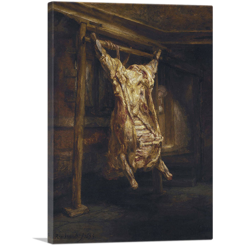 «Slaughtered Ox 1655» par Rembrandt van Rijn, reproduction d'art sur toile tendue, H 40 po x l 26 po x P 0,75 po