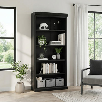 Abby Modern Wood Open Bookcase - Black