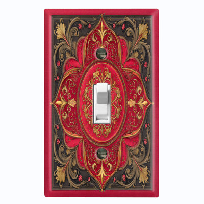 Metal Light Switch Plate Cover; US Standard Size 1 Gang Toggle - Printed Image of Victorian Floral Pattern