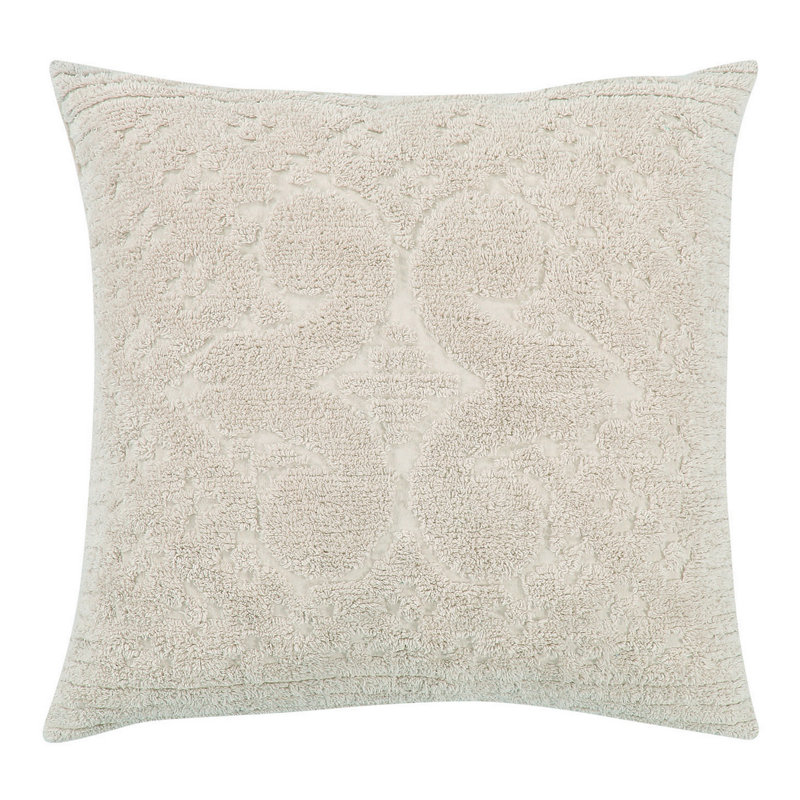 Ashton Collection 100% Cotton Chenille Tufted Pillow Sham with Medallion Pattern, Machine Washable Pillow Cover for All Season
