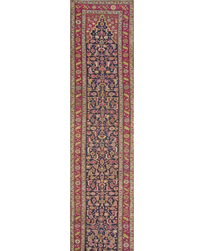 Hand Knotted Wool Area Rug in Blue