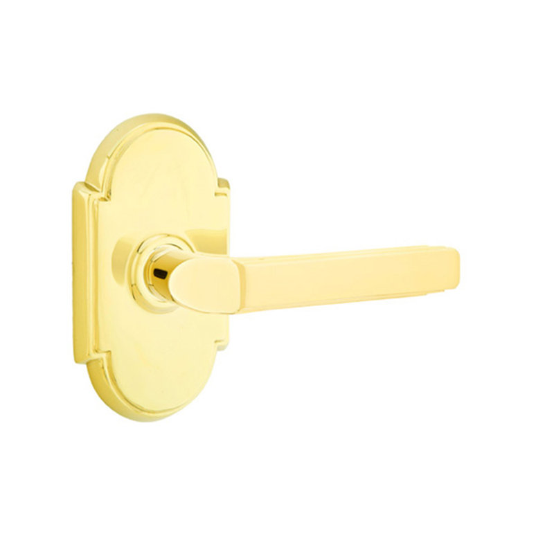 Levier de porte avec rosette Milano, Droite, Laiton poli