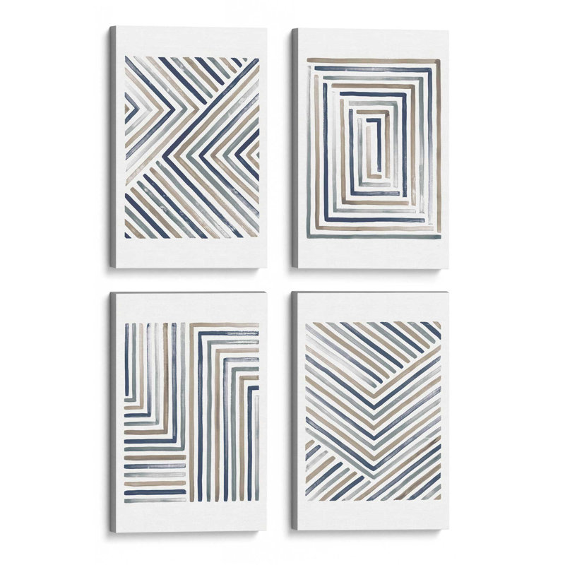 Ensemble de 4 visions linéaires, H 48 po x l 128 po, Toile tendue