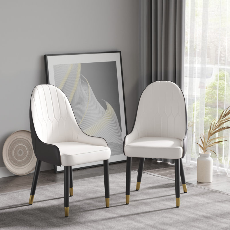 Chaise de salle à manger, pieds en métal, convient aux restaurants, salons et chambres, Noir / blanc