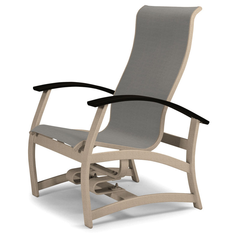 Askar Powder Coated Aluminum Outdoor Lounge Chair, Black P70, Alloy Sunbrella®, Textured Desert