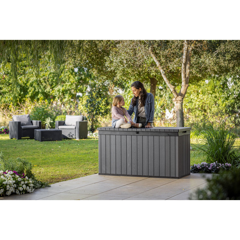 Keter Darwin 150 Gallon Durable Resin Outdoor Storage and Organization Deck Box Ideal For Patio, Gray