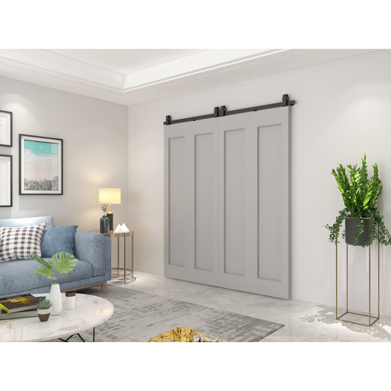 Matte Black Steel 75" Folding Bi-Fold Door Hardware Kit