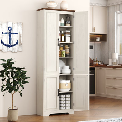 Freestanding Kitchen Cupboard,4-door Storage Cabinet With Adjustable Shelves by Ebern Designs