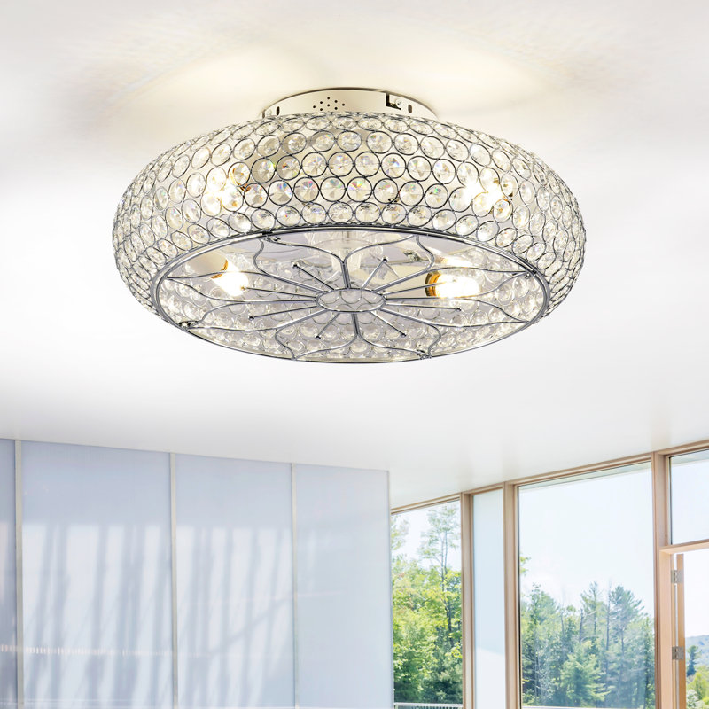 Ventilateurs de plafond encastrés de couleur chromée 20 po avec lumières et télécommande