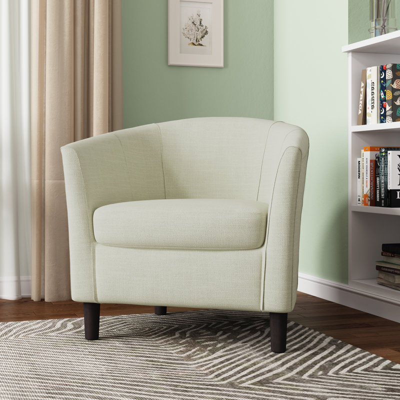 Edvardas 77 Cm Wide Cotton Barrel Chair, Beige Linen