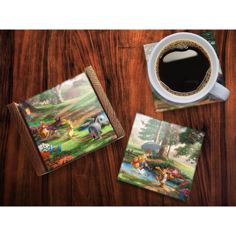 4 Piece Disney Winnie the Pooh Glass Coaster Set