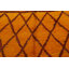 Tapis décoratif en laine de conception unique noué à la main des années 1980 5 pi 10 po x 7 pi 7 po en orange et noir