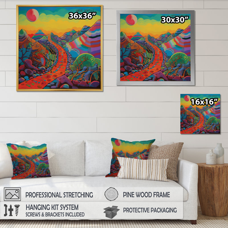 «The Obstacle Is Path Dreamy Rainbow Mountains», Cadre flottant doré, H 30 po x l 30 po x P 1 po