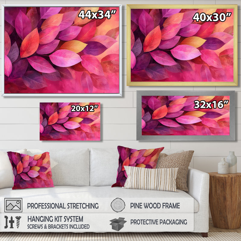 Jacquitta magenta feuilles Blosoom I - feuilles grand art mural, Reproduction encadrée d'une seule photo, Argent argent