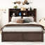 Lit double avec 2 tiroirs, lit gigogne simple et rangement polyvalent, tablettes en bois robuste