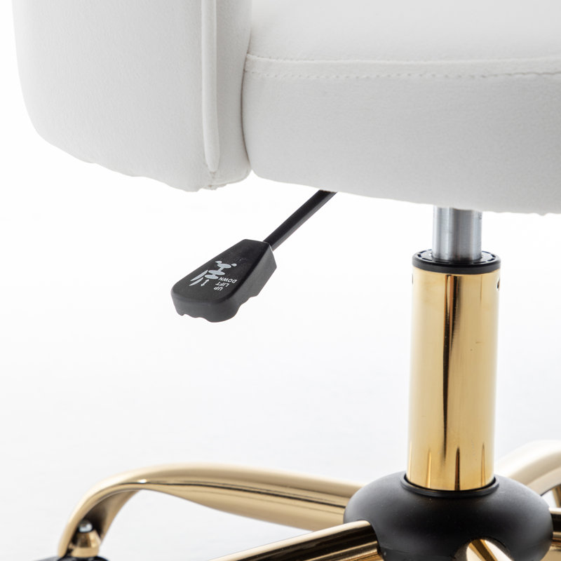 Izdyhaar Velvet Swivel Task Chair with Tufted Back, Ivory