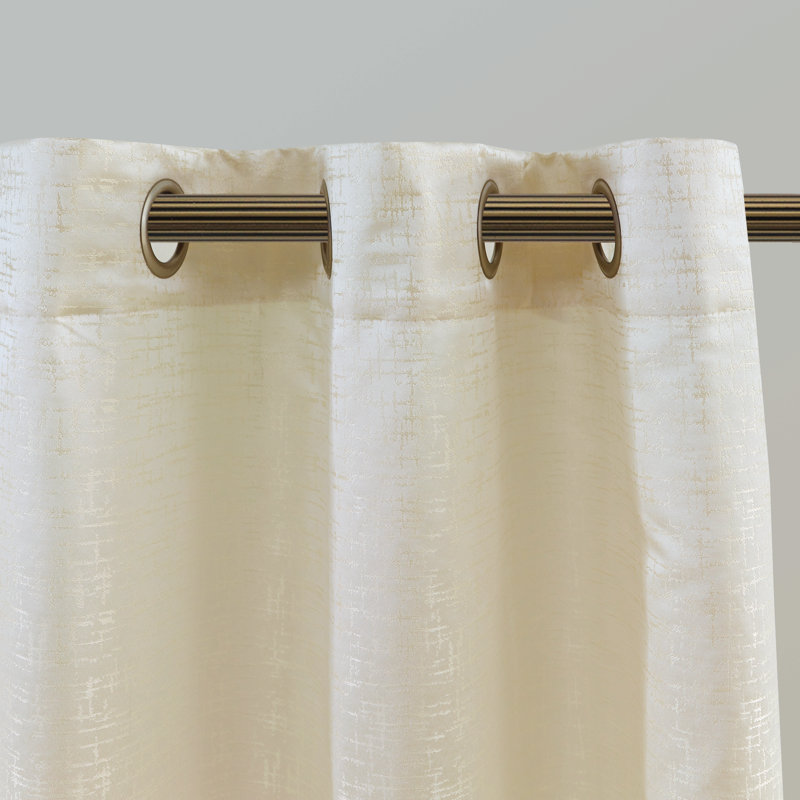 Panneau de rideau simple obscurcissant avec œillets Clyda Ikat, l 54 po x L 54 po, Vanille