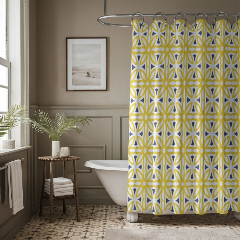 Rideau de douche 1 pièce Crimson Yellow Blue Tiles 0141, H 74 po x l 71 po
