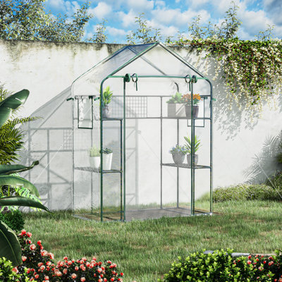 Outdoor Greenhouse With Shelves - Increase Planting Potential, Mesh Door & Windows, Ventilate Excess Mini Grow Succulents, Flowers, 3 , Control Humidity, Keep Unwanted Creatures Out