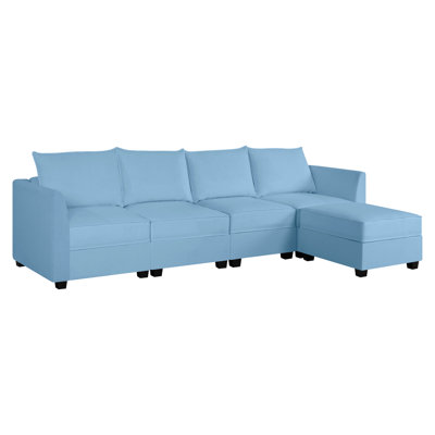 Canapé modulaire convertible en L à 4 places avec 2 repose-pieds pour salon Hailsham