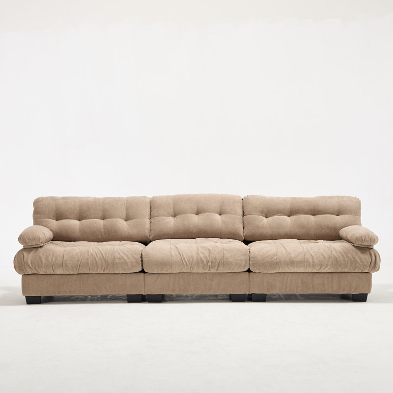 Deep Seat Sectionals, Wood 123 Inch Modern 3 Seater For Home