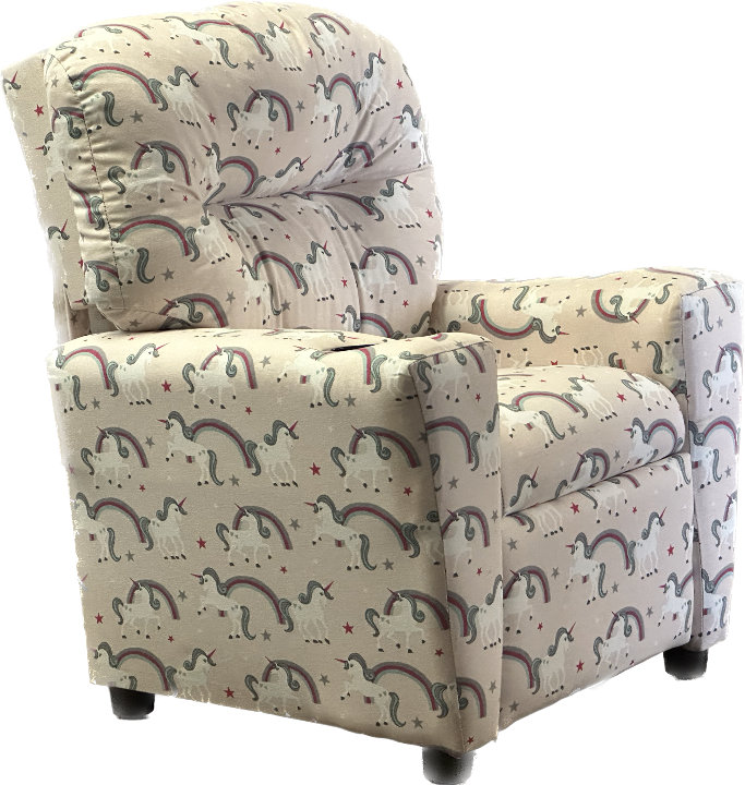 Seville Kids 13'' Recliner and Ottoman, Blue/Gray/White/Yellow, Animal 2