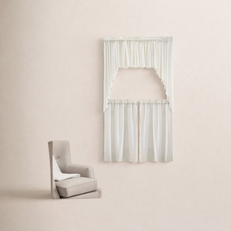 2-Piece Opaque Polyester Swag Window Valance, 62" W x 38" L, Ivory