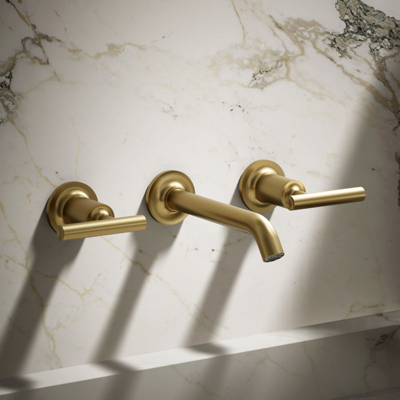Purist Wall-Mounted Bathroom Faucet, Lever Handle, Vibrant Brushed Moderne Brass