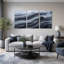 «Dark Layered Rock Formation Misty», ensemble de 3 toiles murales-1421159992